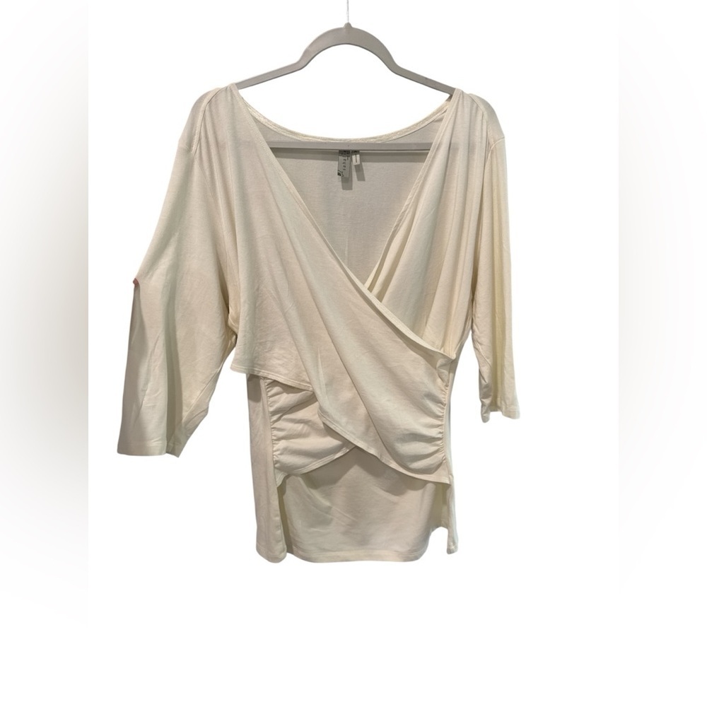 Sahalie Cream Wrap Blouse size XL 55% cotton